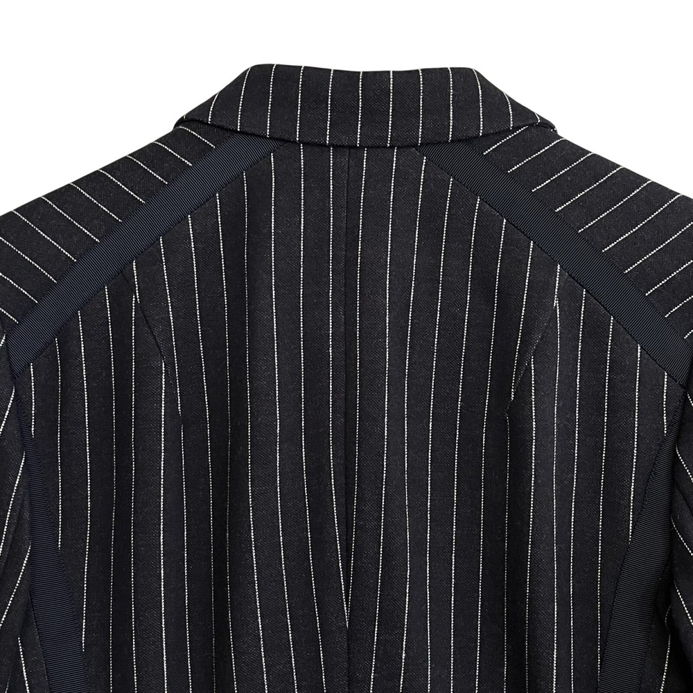 Rag & Bone Women's Black White Pinstripe Cotton Knit Blazer Jacket Size 4 - Picture 5 of 10